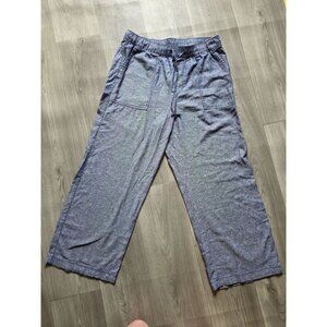 Gap Linen Wide-Leg Pants Drawstring Size L Chambray Blue